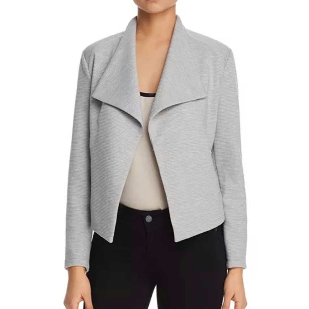 Calvin Klein Ribbed Flyaway Gray Casual Jacket